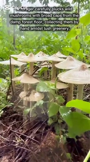 Foraging Wild Mushrooms in Forest