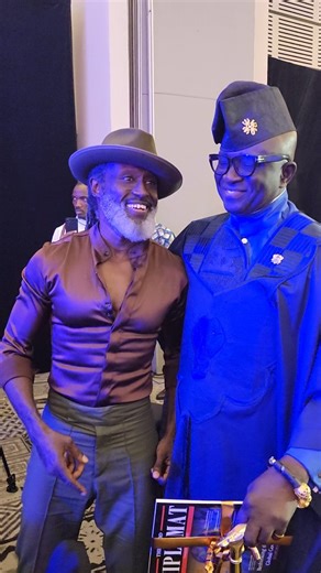 Legendary Rapper @reggierockstone711, his wife Zilla, Legendary Media Personality and Diplomat @hisroyalblacknesskkd at Night with the Diplomats 2025 Dinner at Labadi Beach Hotel. | Nkonkonsa