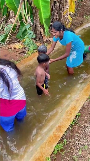 Children bathing in a natural pool 🌿❄️ #nature #beauty #traval #embilipitiya #travel #freedom #water