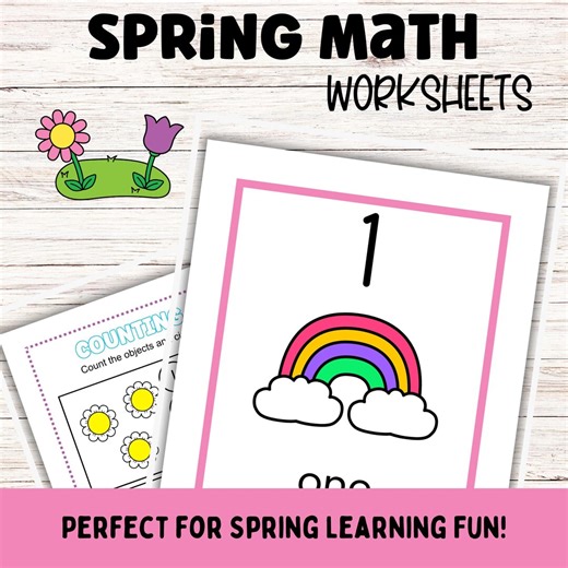 Spring Math Worksheets for Preschool & Kindergarten | 55 Printable Pages | Counting, Tracing, Matching Activities | Homeschool Learning Pack - Etsy