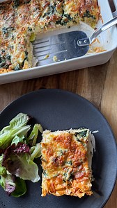Filo Quiche Perfection ✨ 300-375g filo pastry 4 Tb melted butter 2 bacon rashers 2 spring onions 80g spinach 6 eggs 250ml cream Seasonings of choice 1/2 cup grated cheese Bunch filo into a baking dish and brush liberally with melted butter. Bake at 180 for 10-15 mins or until golden brown. Sauté bacon and onion and wilt down spinach. Mix together eggs, cream and seasoning. Top browned pastry with bacon, onion, spinach and cheese, pour over egg mix and bake for 20-30 mins until cooked through. #e