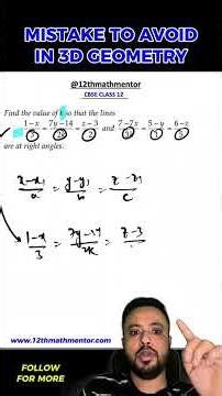 3D Geometry Mistake to avoid in Boards | CBSE Class 12 Maths #12thmathmentor