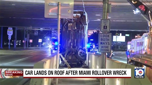 Rollover crash on Dolphin Expressway in Miami sends 2 to hospital