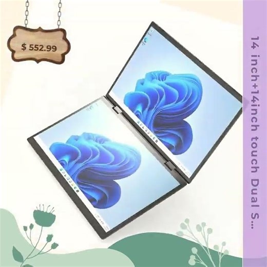 14 inch+14inch touch Dual Screen Laptop Intel N100 Processor Gaming Laptop DDR4 16GB 1TB SSD Note…