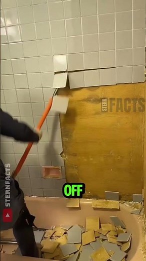 Satisfying Tile Removal for Bathroom Renovation 🔨✨