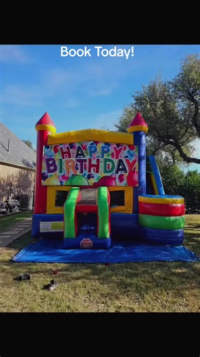 Rainbow Castle Bounce House Slide Combo #bouncehouse #rainbow #happybirthday #jumprentals #letsjump