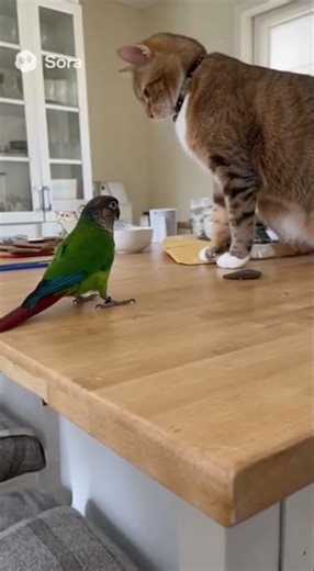 Angry Parrot vs Cat 😡 | Funny Talking Parrot Shorts | Parrot Talking to Cat 😂 #shorts #parrot