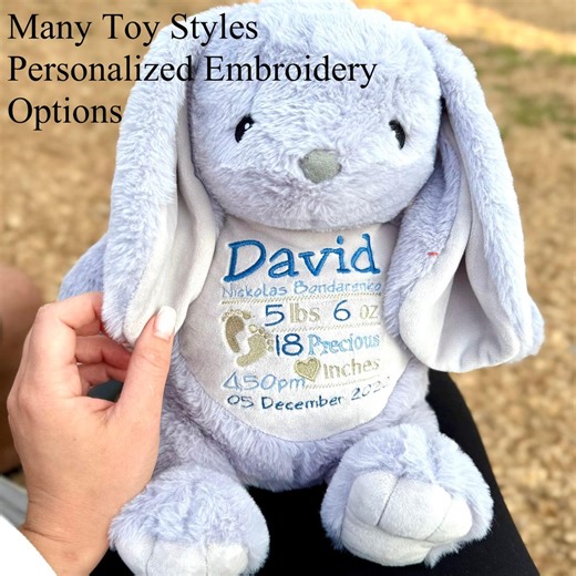 Personalized Embroidered Plush Toy: Custom Stuffed Animal, Baby Keepsake - Etsy