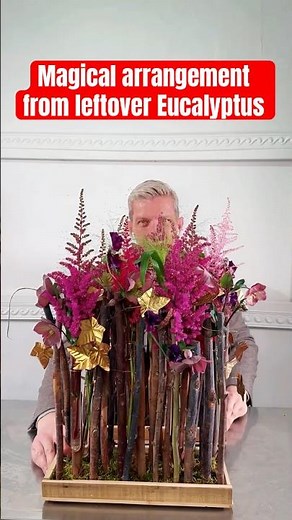 Eucalyptus frame floral arrangement that looks perfect