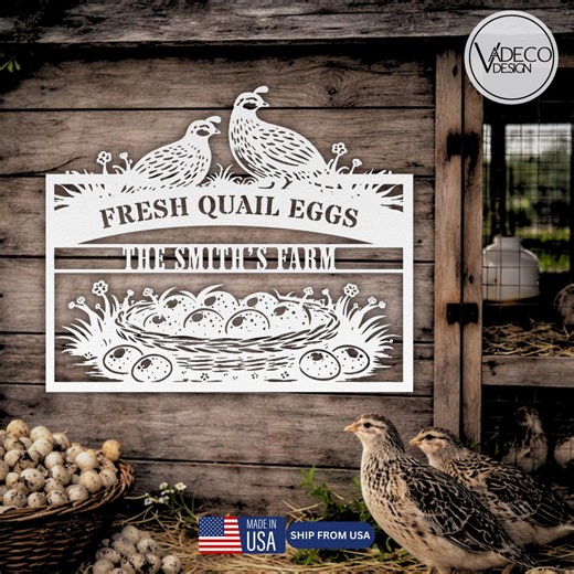 Fresh Quail Eggs Farm Sign Personalized Family Name Metal Sign, Backyard Quail Coop Decor, Homestead Farm Stand Sign - Etsy
