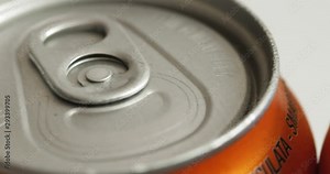 Video Slide Across Beer Cans And One Is Opened