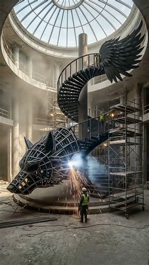 Don’t Forget to Subscribe! Building a Giant Wolf Staircase 🐺 From 0% to 100%