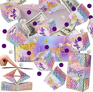 SCIONE Explosion Surprise Gift Box for Money, DIY Gift Box with Confetti, Birthday Surprise Cash Explosion Gift Box, Blue Pop Up Exploding Surprise Box for Party Anniversary Proposal