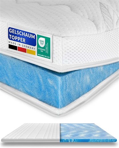 8 cm hoch - Premium Plus Gelschaum-Topper 140x200cm mit RG 50 - Hochwertiger Lyocell-Bezug - Antirutschfunktion - Umlaufendes Klimaband - Gel-Topper 140 x200 8cm