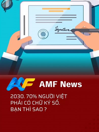 Trung tâm Chứng thực điện tử quốc gia đang phổ cập chữ ký số tới toàn dân, đặt mục tiêu 70% người trưởng thành dùng chữ ký số vào năm 2030. Bạn đã biết chữ ký số dùng làm gì? Có bắt buộc không? Cách đăng ký ra sao? 👉 Video này giải đáp rõ – và chỉ bạn cách bắt đầu chỉ trong 3 bước! #ChuKySo #ChuyenDoiSo #DichVuCong #VietNam #HoKinhDoanh #AMF #AMFNews