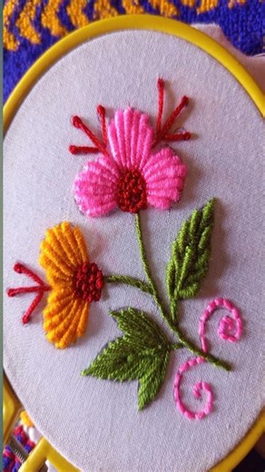 cute bullionknot stitch flower embroidery/🍁🌺#shorts #handbroidery #flowerembroidery