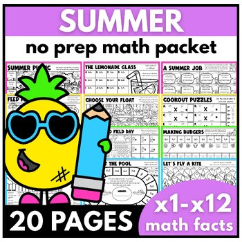 Summer End of Year Packet Multiplication Worksheets Math Fact Fluency