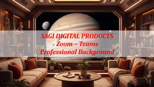 Luxury Sci-fi Space Office Virtual Background, Futuristic Jupiter View for Zoom and Teams - Etsy