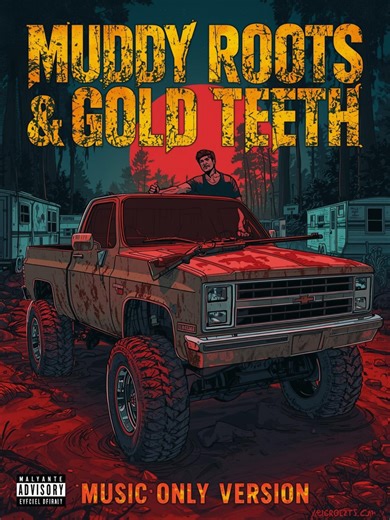 MUDDY ROOTS & GOLD TEETH (MUSIC ONLY) is a full‑throttle dirty south outlaw anthem—banjo‑lick grit, 808 thunder, gold‑tooth swagger, and trailer‑park royalty sliding through red clay in a lifted Chevy. This is the music visualization version with full lyrics, designed so fans can ride the song with immersive visuals—perfect for TikTok edits, truck and bike clips, mud‑park runs, and anyone who wants to see the sound while they feel that heavy‑metal bayou gospel.​ #MuddyRootsAndGoldTeeth #DocRaven