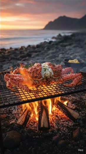 Beachside Cooking: Cooking King Crab over Open Fire 🌊#aidigitaltadaka