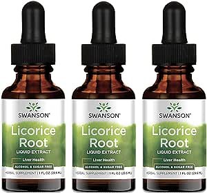 Swanson Premium Brand Licorice Root Liquid Extract - Alcohol & Sugar Free 2 g 1 fl oz Liquid (Pack of 3)