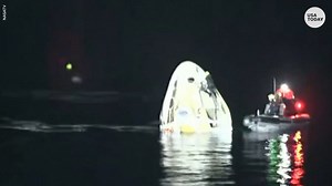 SpaceX returns astronauts to Earth in rare nighttime splashdown