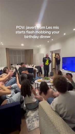 Les Misérables Javert Flash Mob at Birthday Dinner