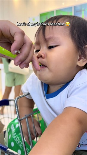 First time trying llao llao yogurt 😂 his reaction says it all hahaha #babyeating