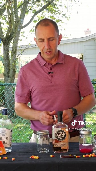 🥃Next up on our candy infusions, salted caramel whiskey with Hershey’s chocolate!🍫🤎 #elmaliquor #hersheyschocolate #olesmoky #whiskey #whiskeylover