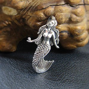 Solid 925 Sterling Silver 3D Mermaid Slide Pendant - Handcrafted Fantasy Necklace Pendant - Mythical Sea Creature Gift for Men & Women - Etsy