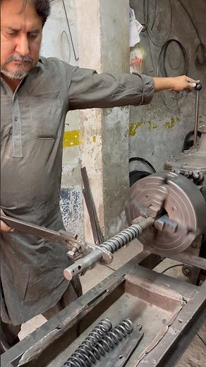 Making spring on vintage lathe -Pure Skills, No CNIC #shortvideo #springmaking #short