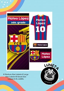 School Labels Barcelona - School Label Designs. Digital File. Digital Labels. Canva Template. Sticker Printables. - Etsy