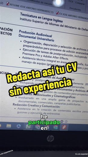 Ejemplo de Currículum Sin Experiencia para Estudiantes en México, Perú, Costa Rica, Panamá y Uruguay