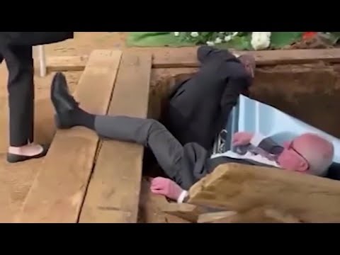 Pallbearers plunge into grave as platform collapses during funeral