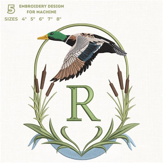 Blason de canard colvert en vol + Police classique, Bordure de roseaux des marais, Chasse aux oiseaux aquatiques, Chambre d'enfant masculine, 5 tailles, 11 formats + Police Bx - Etsy France