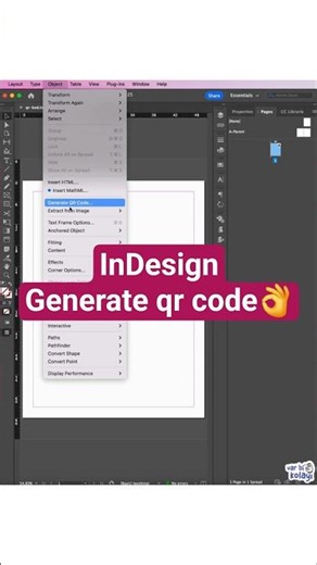 InDesign generate qr code👌#indesign #generateqrcode #varbikolayi