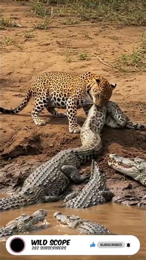 Leopard Bites Python | River Clash 🐆🐍 #Shorts