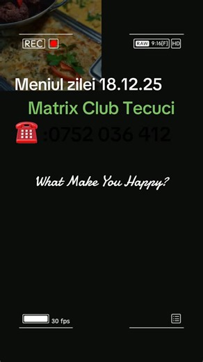 MATRIX-horeca on Instagram: "Meniul zilei 18.12.25 ☎️:0752 036 412 Felul 1. 14 lei/portia -ciorba de burta -ciorba de aripioare pui Felul 2. 20 lei/portia -frigarui pui -pulpe la cuptor -tochitura moldoveneasca -tochitura greceasca -ceafa in sos de vin si bacon -gordon bleu -paste gratinate cu pui si ciuperci la cuptor -cotlet cu sos bbq -fasole prăjită -pomana porcului -pastai verzi cu usturoi -ostropel pui -pui caprese -varza calita -ciulama ciuperci -carnati grill -pene pesto -risotto zuchini