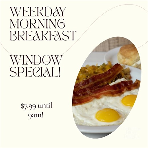 Our Weekday Breakfast Window Special has been a morning tradition for years — and it’s just $7.99 unitl 9am! 🍳🥓🥞 Choose your fave: 👉 2 eggs, bacon or sausage a biscuit 👉 OR a fluffy pancake plate Quick, delicious, and easy on the wallet. See you at the Townhouse tomorrow! 🚗💨✨ | The TownHouse Restaurant