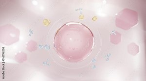 Animation 3D Collagen Skin Serum and Vitamin illustration isolated on soft color background. concept skin care cosmetics solution. 3d rendering.