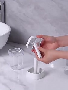 Toothbrush Holder, Bathroom Accessory with Cup and Cover, 3-Slot Toothbrush and Toothpaste Holder Stand for Organizing and Storage
