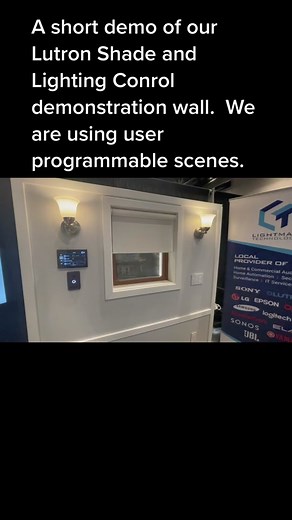 Lutron Shade and Lighting Control demonstration wall. #lutronshades #lutronlighting #elanhomesystems #homeautomation
