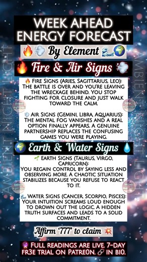 🪐 WEEK AHEAD ELEMENT FORECAST ⚡️ Trading chaos for clarity 💥
