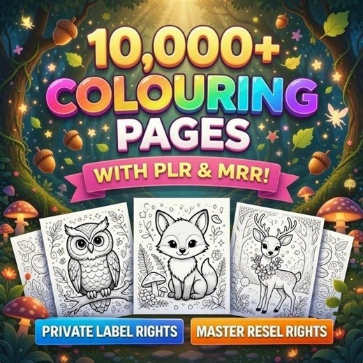 10,000  Coloring Pages Mega Bundle PLR Kids & Adults