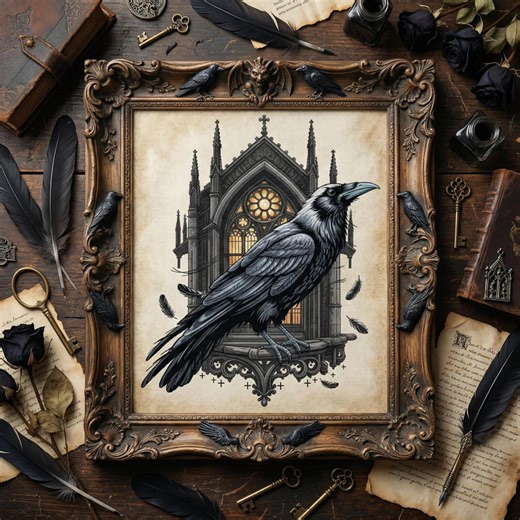 Gothic Raven Cathedral Cross Stitch Pattern: Dark Fantasy Bird Embroidery PDF - Etsy