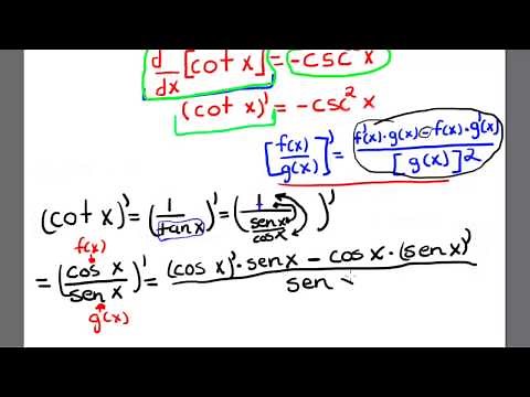 Derivada de cotangente (Demostración)