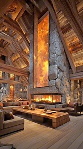 This giant cabin fireplace is absolutely epic! 🤯👏 | Inspiring Designs