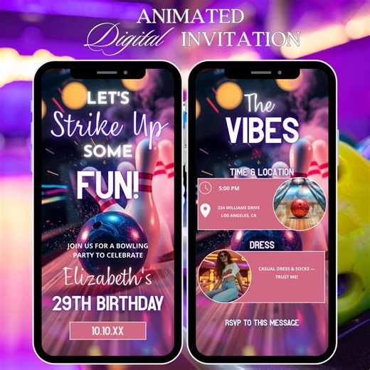 Animated Bowling Party Invitation: Editable Text, Instant Download - Etsy