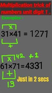 Multiplication tricks of Number Unit digit 1 | Math tricks|