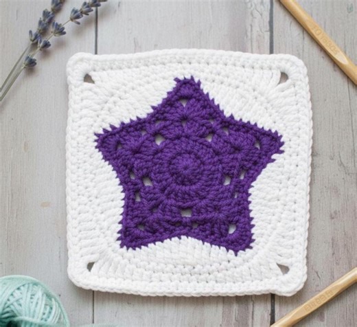 Crochet Star Granny Square Pattern | Five Point Star Square | Granny Square PDF - Etsy Australia